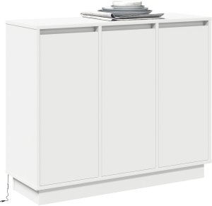vidaXL Białe sideboard z LED, 90x32x75 cm, z drewna inżynieryjnego 3