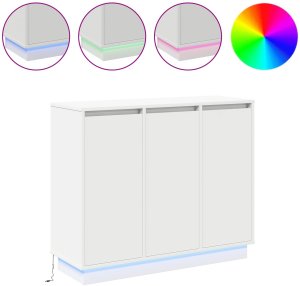 vidaXL Białe sideboard z LED, 90x32x75 cm, z drewna inżynieryjnego 4
