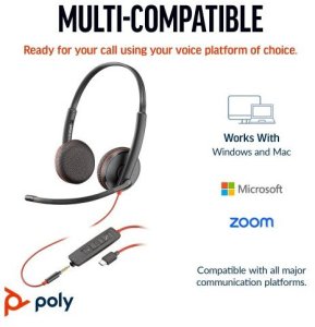 POLY Blackwire 3225 Stereo Wired Headset USB-C, 3.5mm jack, +USB-C/A Adapter (Bulk) 1