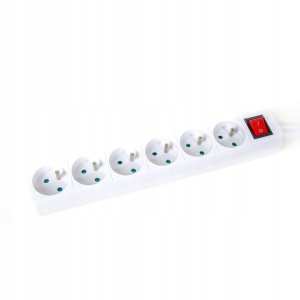 OMEGA EXTENSION CORD LISTWA ZASILAJĄCA 1,5M 16A 6 SOCKET TYPE E FRENCH WHITE [46083] 1