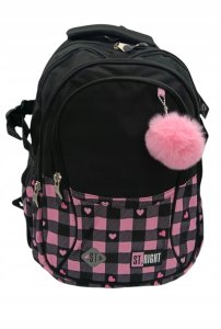 St. Majewski PLECAK 29X45X13 1ZAM 4KIESZ STRIGHT PINK CHECKRE 2
