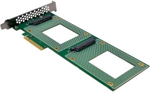 InLine® PCIe Karte zu 2x intern U.2 NVMe SFF-8639 – Bifurcation, PCIe x8, schmal 3
