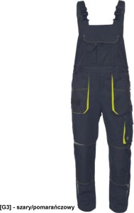 EMERTON STRETCH - emerton stretch ogrodniczki OXFORD 600D na kolanach wkładki nakolannikowe odblaski 65 % poliester 32 % - szary/pomarańczowy 50 2