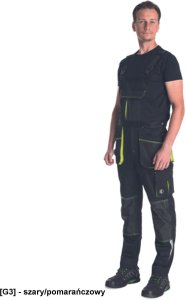 EMERTON STRETCH - emerton stretch ogrodniczki OXFORD 600D na kolanach wkładki nakolannikowe odblaski 65 % poliester 32 % - szary/pomarańczowy 50 3