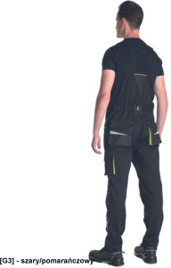 EMERTON STRETCH - emerton stretch ogrodniczki OXFORD 600D na kolanach wkładki nakolannikowe odblaski 65 % poliester 32 % - szary/pomarańczowy 50 4