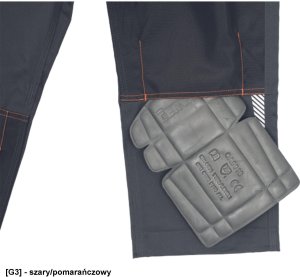 EMERTON STRETCH - emerton stretch ogrodniczki OXFORD 600D na kolanach wkładki nakolannikowe odblaski 65 % poliester 32 % - szary/pomarańczowy 50 5