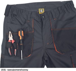 EMERTON STRETCH - emerton stretch ogrodniczki OXFORD 600D na kolanach wkładki nakolannikowe odblaski 65 % poliester 32 % - szary/pomarańczowy 50 6