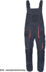 EMERTON STRETCH - emerton stretch ogrodniczki OXFORD 600D na kolanach wkładki nakolannikowe odblaski 65 % poliester 32 % - szary/pomarańczowy 58 1