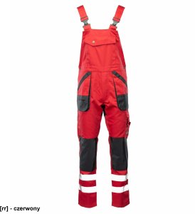 APOG - ogrodniczki robocze trwała tkanina 260g/m2 potrójne szwy CORDURA na kolanach liczne kieszenie regulacja pasa i szelek Poliester 65% Bawełna 35% pasy odblaskowe 5cm - rozmiary 98 1