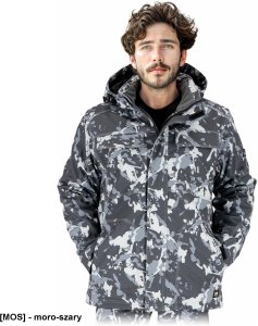 LH-ORKAN-J - męska kurtka ochronna stójka podszyty polarem dopinany kaptur softshell ocieplana wiatro i wodoodporna elastyczna z - moro-szary 3XL 1