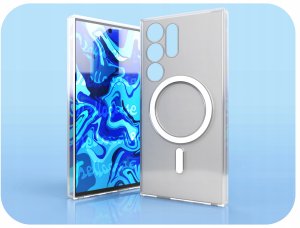 Etui Do Magsafe Do Galaxy S23 Ultra (Przezroczyste, Wzmacniane)   Szkło 9H 4