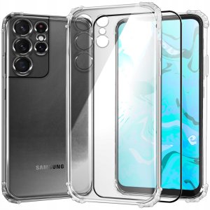ETUI PANCERNE DO SAMSUNG GALAXY S21 ULTRA | CASE SILIKON GUMOWE SLIM  SZKŁO 1