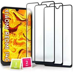 3-PAK Szkło Hartowane do Xiaomi Redmi 14C (na cały ekran, 9H, ochronne 5D) 1