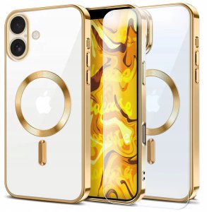 Etui Do Magsafe Do Apple iPhone 16 (Złote, Wzmacniane, Plecki)   Szkło 9H 1