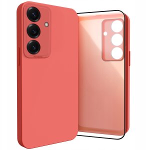 Etui do Samsung Galaxy S24 (Silikonowe, Osłona Kamery, Czerwone)   Szkło 9H 1