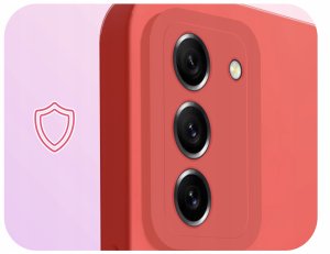 Hello Case Etui do Samsung Galaxy S21 FE (Silikonowe, Osłona Kamery, Czerwone) Szkło 3