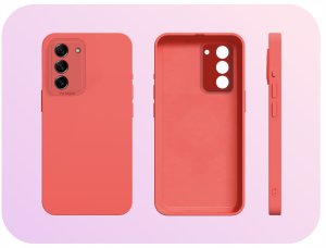 Hello Case Etui do Samsung Galaxy S21 FE (Silikonowe, Osłona Kamery, Czerwone) Szkło 4