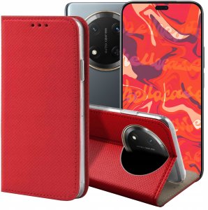 ETUI Z KLAPKĄ DO HONOR MAGIC7 LITE CZERWONE ZAMYKANE MAGNETYCZNE KABURA 1