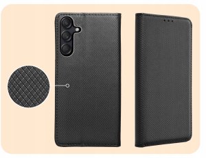 Hello Case ETUI Z KLAPKĄ DO Samsung Galaxy M55 5G CZARNE ZAMYKANE MAGNETYCZNE KABURA 4
