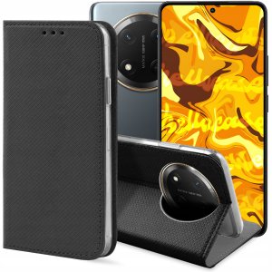 ETUI Z KLAPKĄ DO HONOR MAGIC7 LITE CZARNE ZAMYKANE MAGNETYCZNE KABURA CASE 1