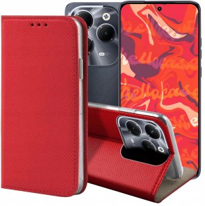 ETUI Z KLAPKĄ DO INFINIX HOT 40 PRO CZERWONE ZAMYKANE MAGNETYCZNE KABURA 1