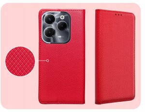 Hello Case ETUI Z KLAPKĄ DO INFINIX HOT 40 PRO CZERWONE ZAMYKANE MAGNETYCZNE KABURA 4
