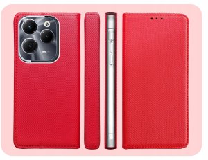 Hello Case ETUI Z KLAPKĄ DO INFINIX HOT 40 PRO CZERWONE ZAMYKANE MAGNETYCZNE KABURA 6