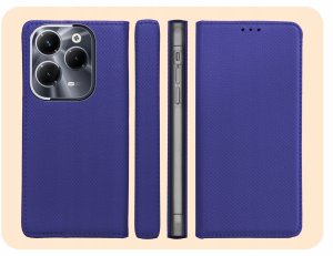 ETUI Z KLAPKĄ DO INFINIX HOT 40 PRO GRANATOWE ZAMYKANE MAGNETYCZNE KABURA 6
