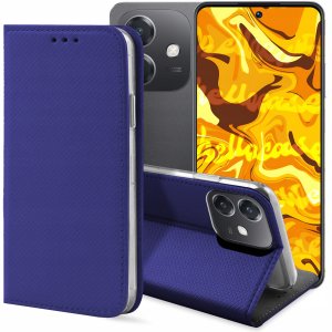 ETUI Z KLAPKĄ DO OPPO A40 GRANATOWE ZAMYKANE MAGNETYCZNE KABURA CASE PLECKI 1