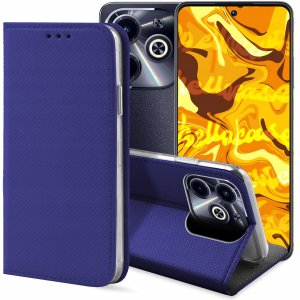 ETUI Z KLAPKĄ DO INFINIX HOT 40I GRANATOWE ZAMYKANE MAGNETYCZNE KABURA CASE 1