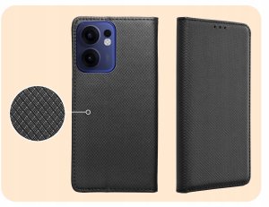 Hello Case ETUI Z KLAPKĄ DO OPPO RENO13F 4G / 5G CZARNE ZAMYKANE MAGNETYCZNE KABURA 4
