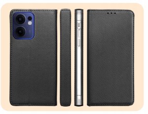 Hello Case ETUI Z KLAPKĄ DO OPPO RENO13F 4G / 5G CZARNE ZAMYKANE MAGNETYCZNE KABURA 6