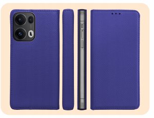 ETUI Z KLAPKĄ DO OPPO RENO13 PRO 5G GRANATOWE ZAMYKANE MAGNETYCZNE KABURA 6