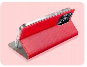 ETUI Z KLAPKĄ DO REALME NOTE 50 / C51 / C53 4G CZERWONE MAGNETYCZNE KABURA 5