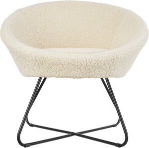 Fotel koktajlowy Centera, tapicerowany, okrągły - boucl złamana biel 2