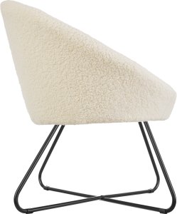 Fotel koktajlowy Centera, tapicerowany, okrągły - boucl złamana biel 3