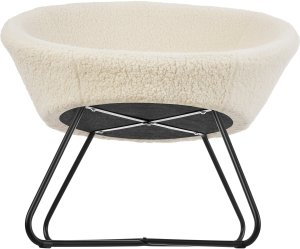 Fotel koktajlowy Centera, tapicerowany, okrągły - boucl złamana biel 4