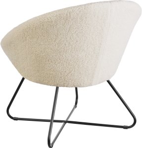 Fotel koktajlowy Centera, tapicerowany, okrągły - boucl złamana biel 6