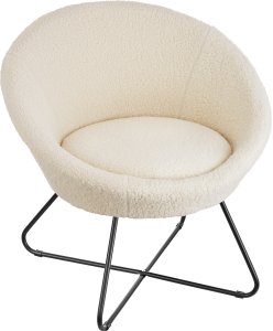 Fotel koktajlowy Centera, tapicerowany, okrągły - boucl złamana biel 8