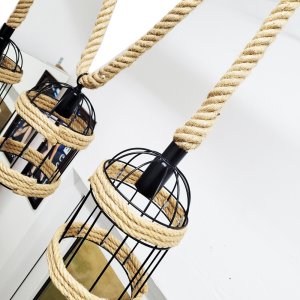 Lampa wisząca Fastima Lampa oprawa sznur jutowy konopny 3RL15 3