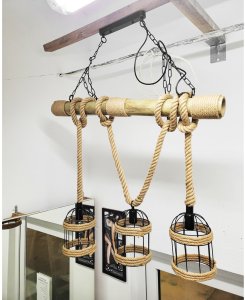 Lampa wisząca Fastima Lampa oprawa sznur jutowy konopny 3RL15 4