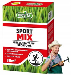 Mieszanka traw SportMix 0,9kg Gęsty i trwały trawnik odporny na uszkodzenia 1
