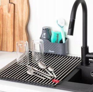 Dozownik do mydła Vileda Organizer kuchenny z dozownikiem na płyn 18,5x8,5x16,5cm Plastikowy szary 5