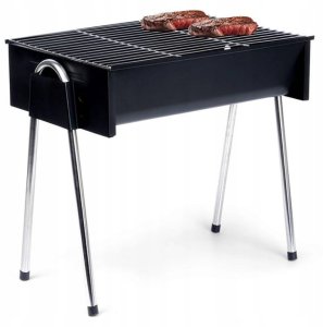 Grill węglowy turystyczny 48x33x46cm przenośny stal nierdzewna czarny 2