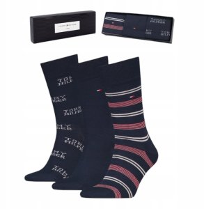Tommy Hilfiger vyriškos kojinės 3 vnt. dovanų dėžutėje, tamsiai mėlynos 1