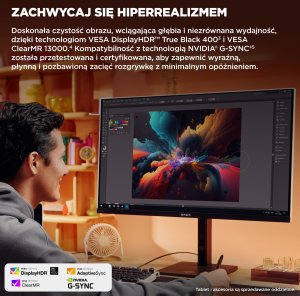 HP OMEN Transcend 32 White Backlit Gaming Charging Monitor - 31.5" 3840 x 2160 4K UHD 240Hz 250-nit AG, QD-OLED, USB-C(140W/15W)/2x HDMI/DisplayPort/Audio Jack, USB-C, 3x USB-A, KVM switch, speakers, height adjustable/tilt/pivot, 1 years 33