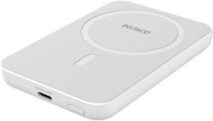 Išorinė baterija 5000 mAh DELTACO, bevielis įkrovimas, PD 20 W,magnetas,baltas / PB-Q1006 / 1903253 1