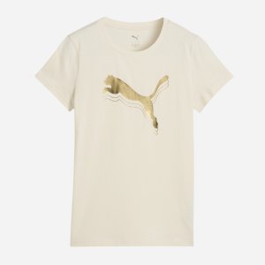 Puma moteriški marškinėliai ESS METALLIC, beveik balti 1