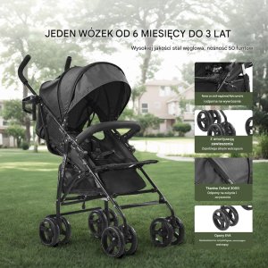 Wózek Vevor Ultralekki Czarny Składany Wózek Spacerowy  Kompaktowy i Bezpieczny 4