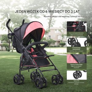 Wózek Vevor Ultralekki Różowy Składany Wózek Spacerowy  Kompaktowy i Bezpieczny 4